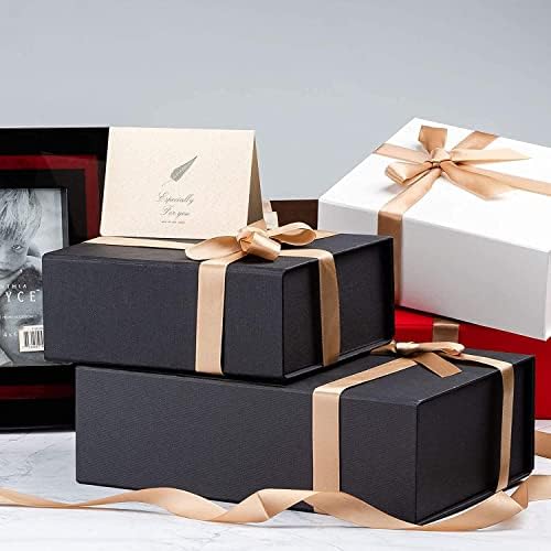 LifeLum 2 Pack Caixa de presente grande 13 x 10 x 5 polegadas Black & White Boxes de presente com lidra magnética Proposta