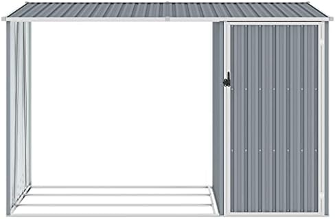 Galpão de armazenamento vertical, unidade de armazenamento multifuncional, armário de armazenamento de ferramentas ao ar livre durável para pátio, jardim, quintal, arremesso de lenha galpal 96,5 x38.6 x62.6 aço galvanizado