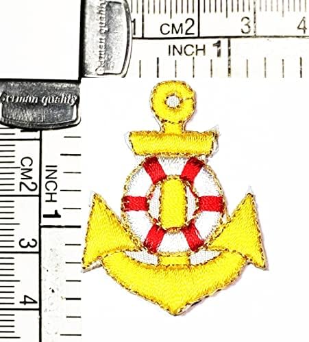 Kleenplus mini barco marinho navio Anchor amarelo desenho animado costurar ferro em remendo apliques bordados artesanato artesanal vestido vestido hat jean adesivo de moda manchas de moda