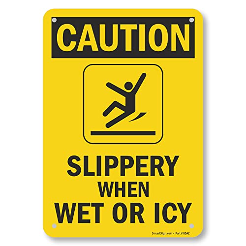 SmartSign Cuidado - Slippery quando molhado ou gelado, sinal | 7 x 10 plástico