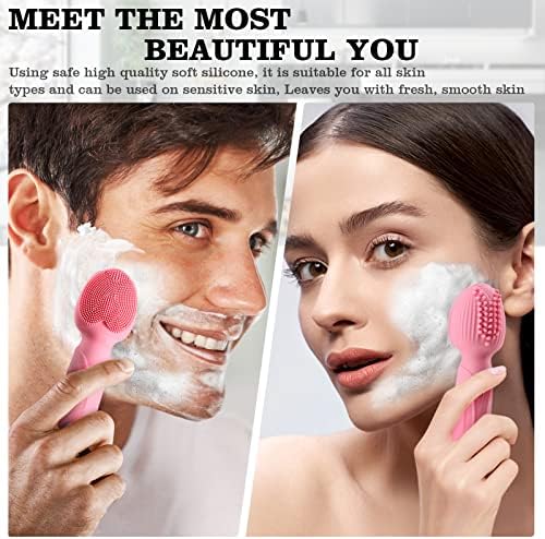 Escova de limpeza de rosto elétrico sonoro, escova de esfoliante de face recarregável à prova d'água, escova de limpeza facial de silicone rosa para todos os tipos de pele