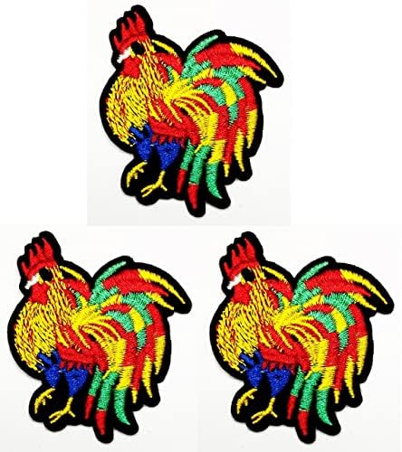 Kleenplus 3pcs. Pretty Rooster Chicken Patch Cartoon Crianças Crianças Bordilhadas Ferro de Cradudas Em Sew On