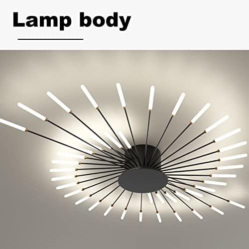 AHXIAOZN MODERN LED Teto Light com lustre de lâmpada de acrílico de teto de montagem remota e nivelada, lustre de lustre de 42 cabeças de flores, luz do teto da flor, 3 cor/3000-6500k