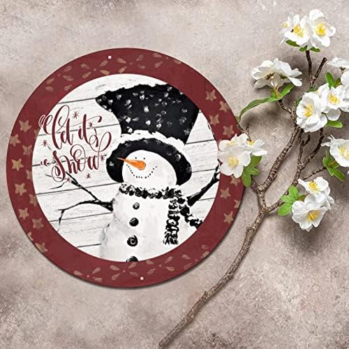 Metal redondo sinal de inverno Time Happy Snowman Circle Circle Wrinal