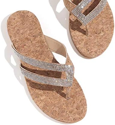 Sandálias de strass de Balakie, sandálias planas femininas, sandálias de jóias, chinelos de sandálias de praia de verão