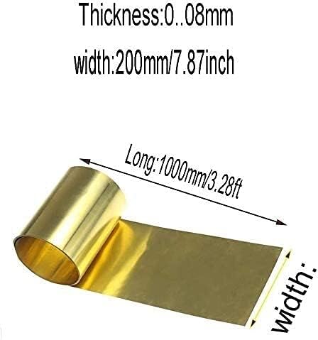 Folha de cobre Nianxinn Folha H62 Metal de metal de bronze Placa de papel alumínio Shim 200mm/7.87inChx1000mm/39. Folhas de placa