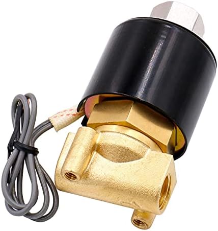 Baomain pneumático 1/4 polegada 12V/24V/110V/220V Normalmente aberto Válvula solenóide de latão de 2 vias para água, ar