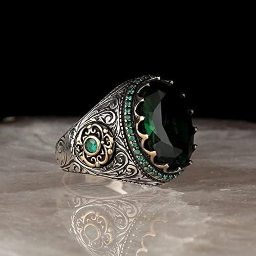 Ringos de loja Pacotes de anel para mulheres Ringdiamond Saphire Diamond Green Ring Ring Gift redonda grande anel de pedras preciosas