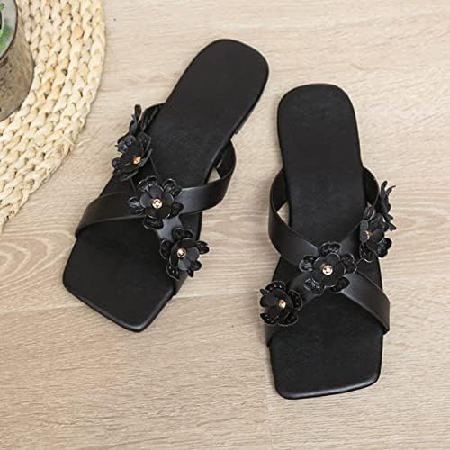 Strap Sandálias de flores de moda plana decorativa colorida senhoras casuais sandálias externas sólidas para mulheres sandálias femininas