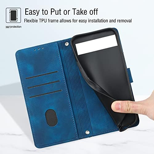 Compatível com a carteira do Google 6A Case com slots de cartão de crédito Strap pulseira e capa de proteção de