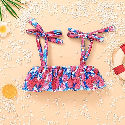 Terreias de banho Girls12 14 Ruffles Swimwear Strap Bathing Kid Swimsuit Summer Summer Toddler Print Sapiting Meninas 10