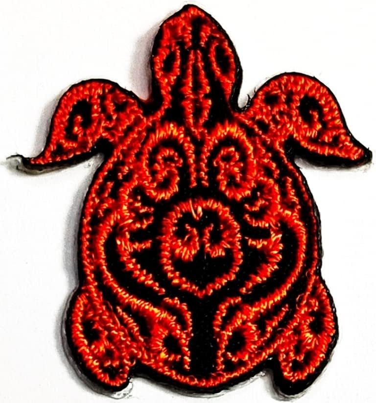 Kleenplus 3pcs. Mini laranja tartaruga preta mar animais fofos de desenho animado ritmo bordado Tartaruga ferro em