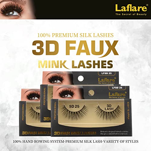 Laflare 3 pares 3D Faux Mink Volume Pack Pacote reutilizável Efeito de várias camadas de várias camadas Falsas cílios falsos