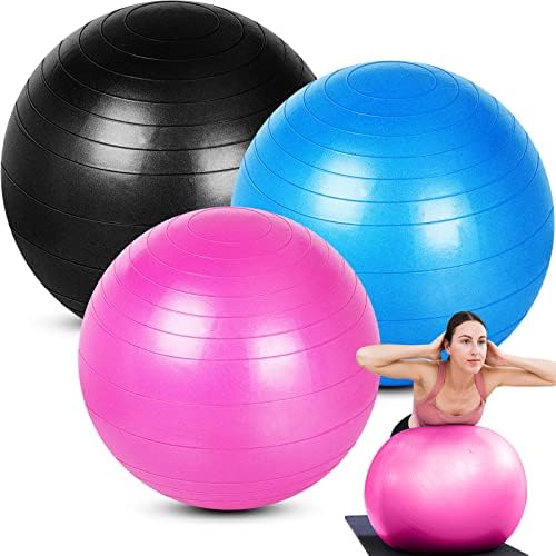 Honoson 3 PCS Exercício Ball Yoga Ball for Fitness, 55cm, 65cm, 75cm, Ball de estabilidade para o escritório em casa,