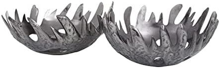 Deco 79 tigela decorativa de alumínio contemporânea, s/2 13 , 12 W, preto