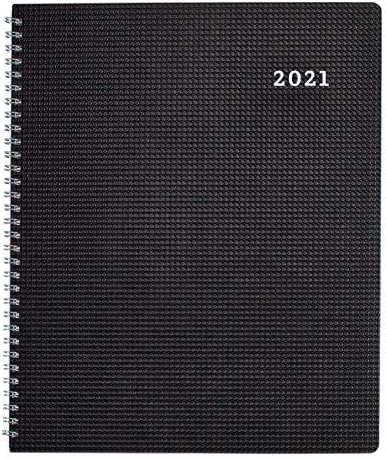 Brownline Duraflex 2021 Livro de compromissos semanais, capa poli, fio duplo, preto, 11 x 8,5 polegadas