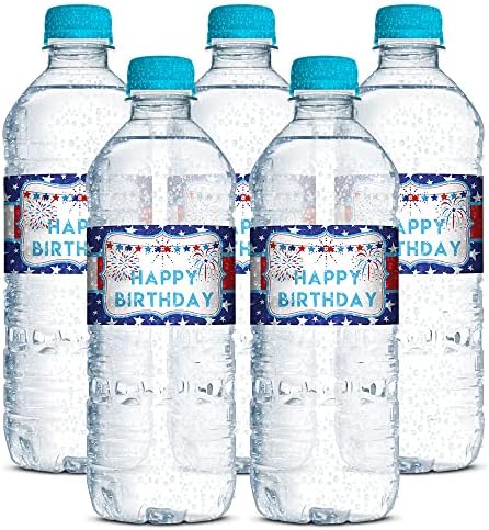 4 de julho Party Firecracker Aniversário de aniversário Garrafa de água à prova d'água Waters Wrappers 20 envoltórios em torno dos