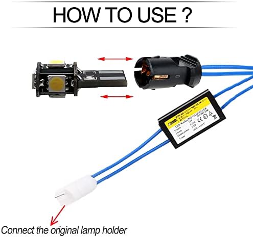 LightToway 2pcs LED Decodificação Cordset para automóveis, T10 194 168 LED MEDENTE Turn Signal Fault Adapter, para Signal de Turno de Turno de LED CANBUS ERRO LOBRE CARREGE Resistor