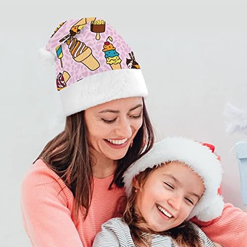 Sorvete engraçado chapéu de natal chapéu de santa chapéu curto com punhos brancos para suprimentos de decoração de festa de