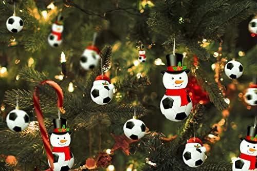 Enfeites de Natal, copa do mundo de futebol de futebol pendurado ornamento de madeira, boneco de neve ornamento santa chapéu elfo rena natal esporte pendurado na decoração da árvore de Natal…