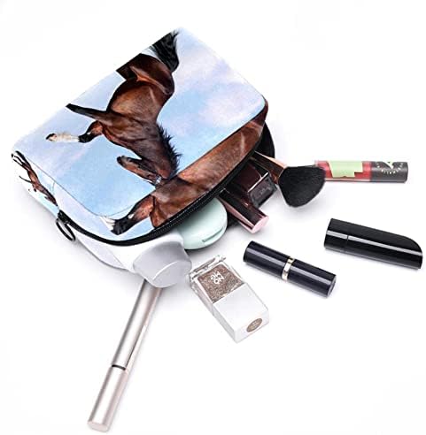 Bolsa de maquiagem tbouobt bolsa de bolsa cosmética com zíper, cavalo de pradaria de animais