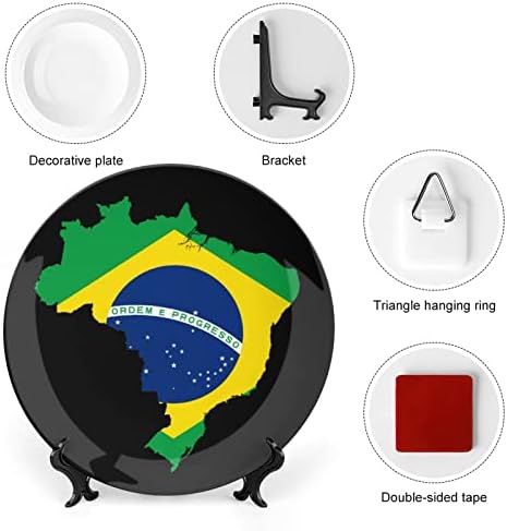 Bandeira do mapa Brasil Bandeira China de placa decorativa redonda Placas de cerâmica artesanato com exibição Decoração