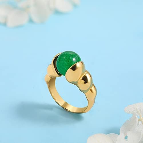 Zboro vintage croissant ring ring ring rock ajustável redondo pérolas de pérola anéis de pedra verde para mulheres charme jóias