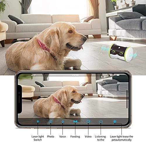 Câmera de animais de estimação Smart Linksus, câmera de estimação de 1080p HD com áudio bidirecional e visão noturna, controle remoto de aplicativos domésticos com tratamento de tratamento, brinquedos automáticos e interativos para cães e gatos