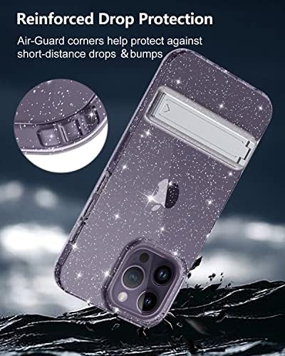 BTSCase para iPhone 14 Pro 6,1 polegadas, com kickstand de metal ajustável, Crystal Clear Soft flexível TPU Slim Drop