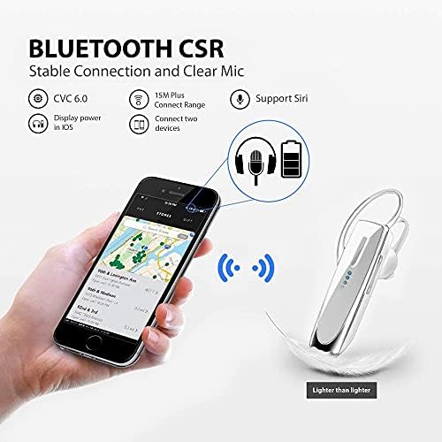 Tek Styz Headset Compatível com Blu Studio Selfie 2 em Ear Bluetooth 5.0 Wireless Wirepiece, Ipx3 à prova d'água, microfones duplos 24h, redução de ruído