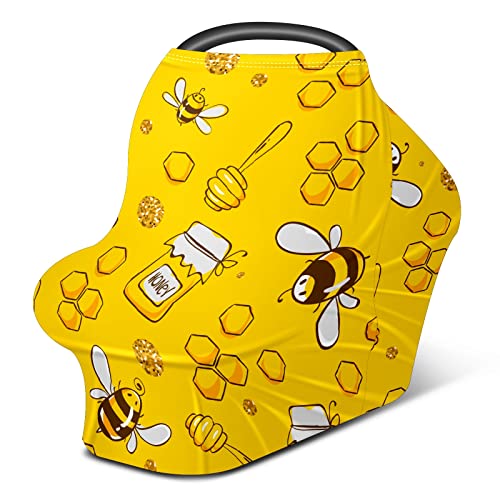 Capas de assento de carro para bebês abelhas voadoras mel doce amarelo colorido tampa de enfermagem de amamentação capa de carrinho