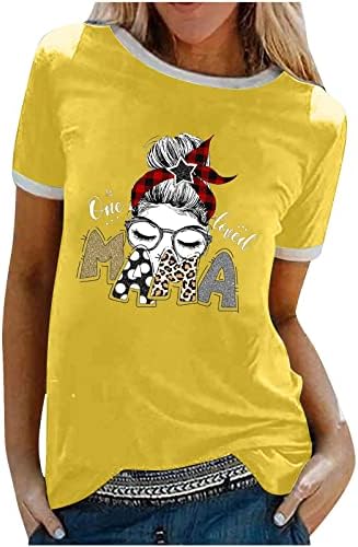 Mama camisetas para mulheres redondo cola de manga curta 2023 Camisas gráficas engraçadas de verão letra impressa blusas tee