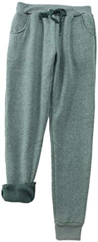 Andongnywell Women Winter Winter Fleece Color Sólida Sherpa forrada calça de moletom quente espessando calças de corredor de corrida ativa