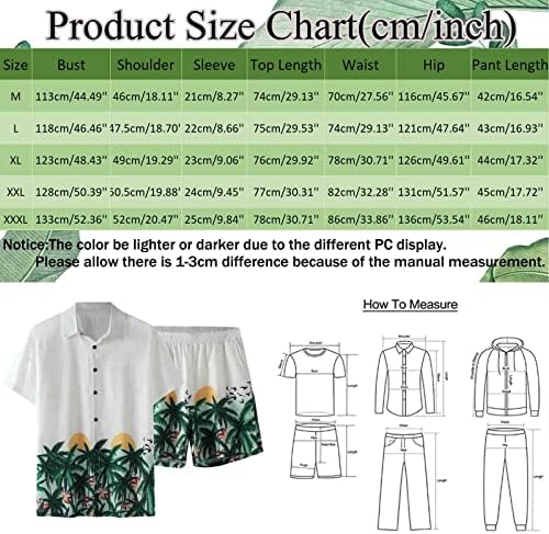 Roupas de trilhas de 2 peças para homens camisa havaiana vintage de manga curta e sets curtos de roupas esportivas florais do Havaí