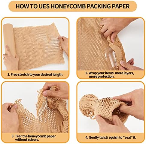 Papel de embalagem de favo de mel, 15 x230 'Honeycomb de amortecimento de bolhas de papel bolhas de papel para mover Breakables