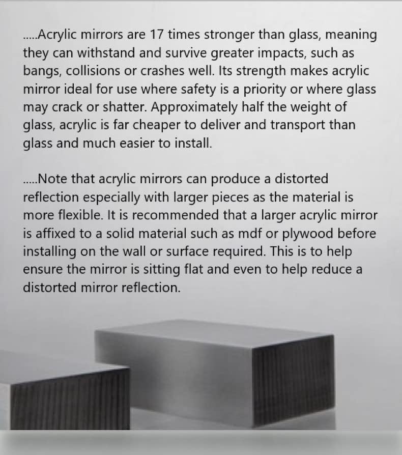 2 Mirror de embalagem Folhas de acrílico de acrílico fundido 1/8 de espessura de vidro Plexi de plástico de 1/8 de