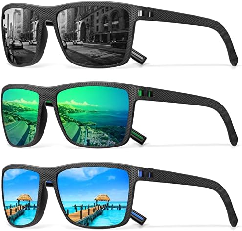 Óculos de sol polarizados quadrados para homens estilo vintage Driving Travel Glasses de sol com estrutura leve, óculos