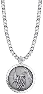 True Faith Jewelry Sterling Prata Saint Christopher Colar Basketball Sports Medal Pinging, 3/4 de polegada