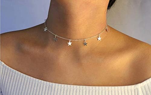 Colar de gargantilha de estrela dourada colar de estrela prata para mulheres colar de gargantilha delicada colar de gargantilha