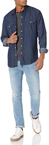 Essentials Men's Men's regularmente manga longa camisa de jeans