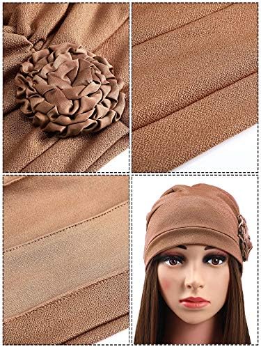 6 peças femininas tampas de turbante Caps de gorro elástico Limpa -cabeças Chapéus de cabeça vintage