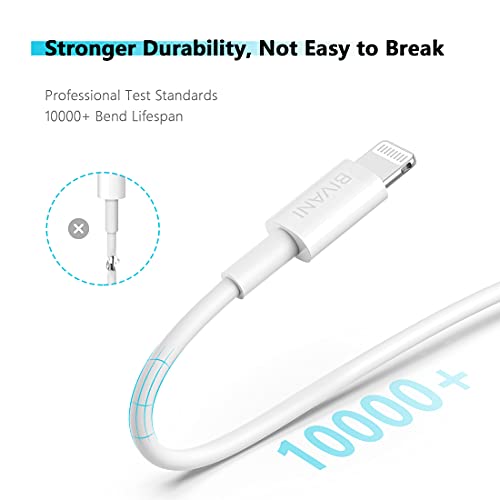 Bivani iPhone Charger Cand Lightning Cable Charging Fast [Apple MFI Certified-3ft] USB para Apple Lightning Cable para iPhone, cabo iPhone para iPhone 14 13 12 11 xr xs x 8 7 6 branco