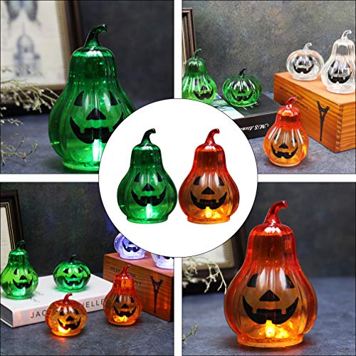 PretyZoom 2pcs Halloween Lanternas de abóbora Mini luzes de abóbora LED LED Pumpkin Glass Decorativa para a mesa