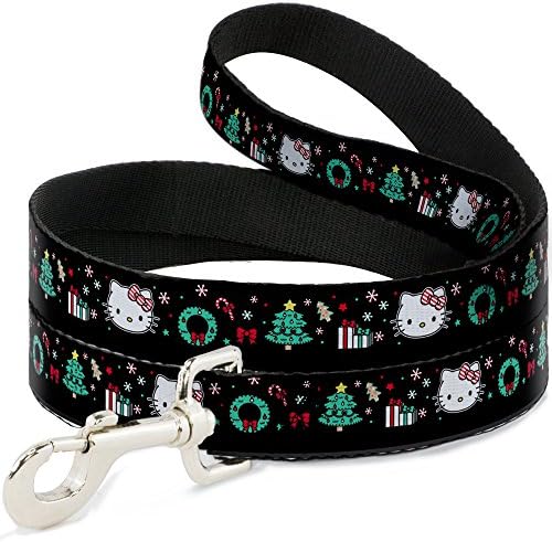 Fivela para baixo Hello Kitty Face/Christmas Elements Black/Green/Vermelho/Branco Coloque Pet, 4'-1/2