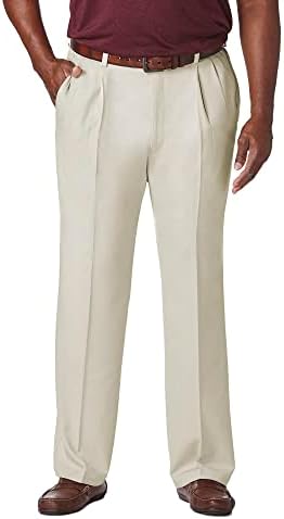 Haggar Men's Cool 18 Pro Classic Fit Pleat Front Hidden Expandable Pant- Tamanhos regulares e grandes e altos