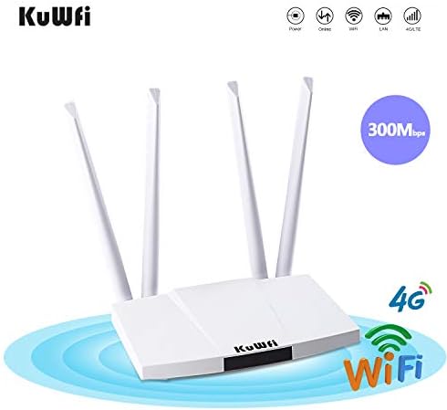 Router Kuwfi LTE 300 Mbps desbloqueados 4G WIFI WIFI Internet Slot de roteador de internet 4pcs Antenas não detera