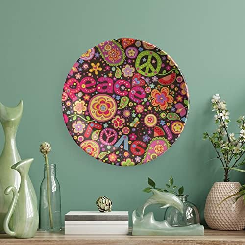 Xisunya Placa decorativa de 8 polegadas, placa de mesa groovy, Hippie Paisley colorido deixa as teclas de música tipografia