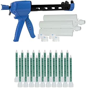 Pistola de calafetagem de barril duplo, cartuchos e tubos de mistura de resina - taxa de mistura 1: 1 - Use para epóxi e outros adesivos e resinas 1: 1