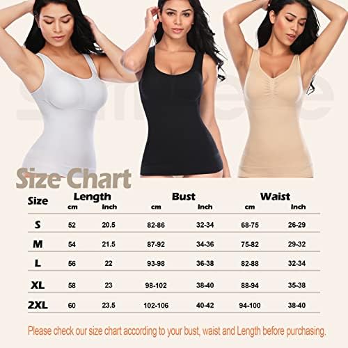 Tampas de tanques femininas de Slimbelle com Bra Camisoles Bra Tummy Contol Shapewear Cami Shaper Top de compressão