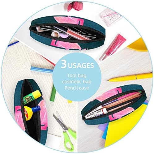 Tbouobt Makeup Bag Zipper Bolsa Travel Organizador cosmético para mulheres e meninas, Flamingo de Halloween